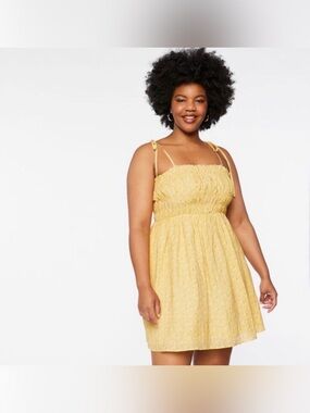 Size Small Yellow Smocked Mini Dress with Tie Straps